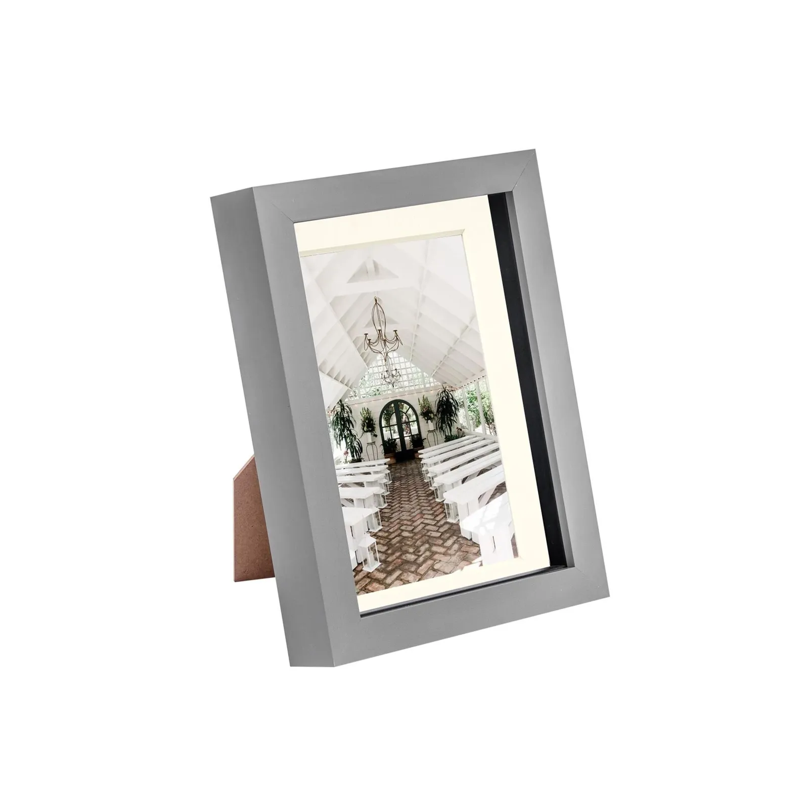 Nicola Spring 3D Box Photo Frame - 5 x 7" with 4 x 6" Mount - Black Mount in Grey 1