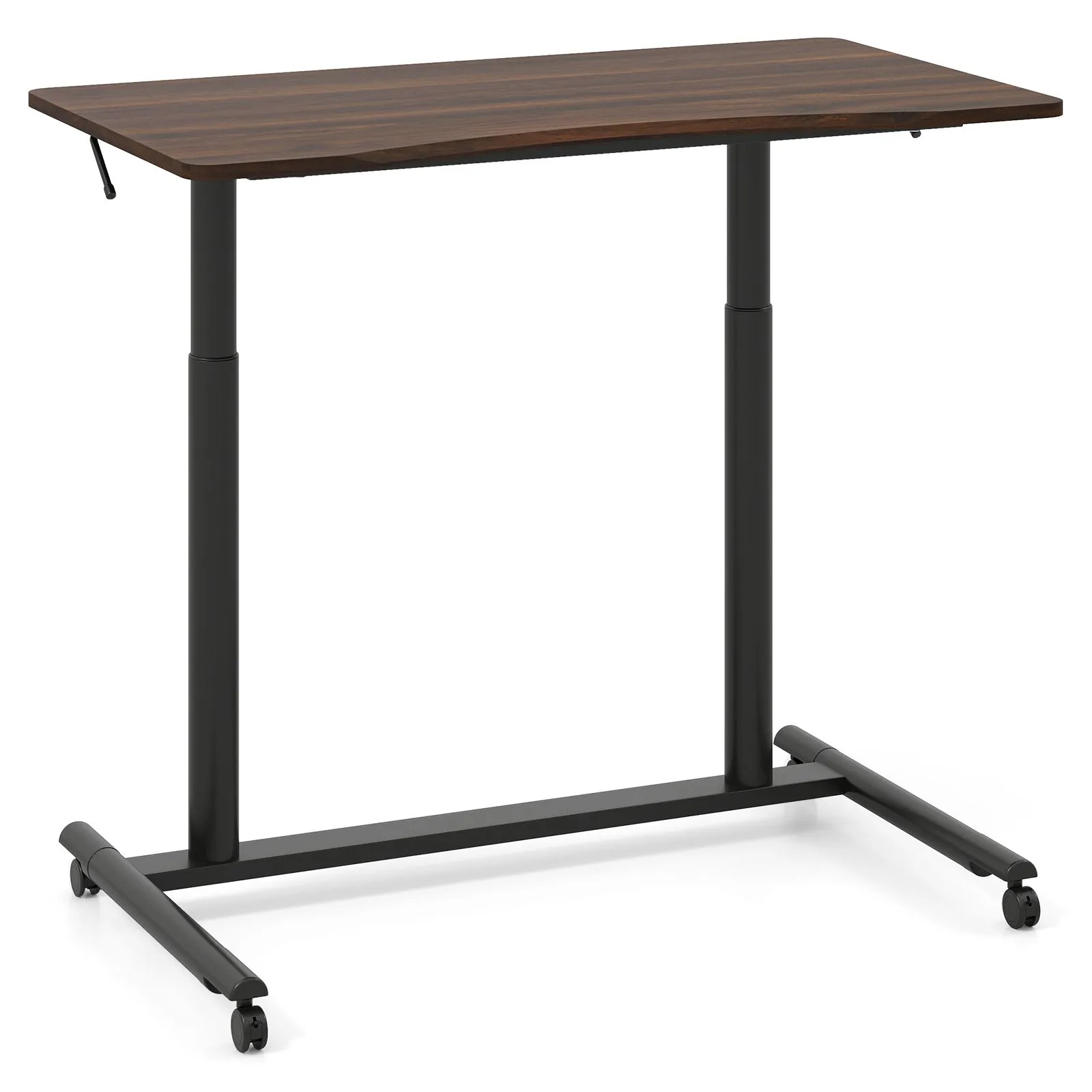 Costway Mobile Standing Desk C-Shaped Sit Stand Desk w/Adjustable Height in Brown 4