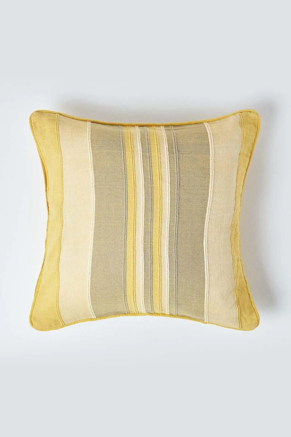 Homescapes Cotton Striped Morocco Cushion Cover in Yellow 1