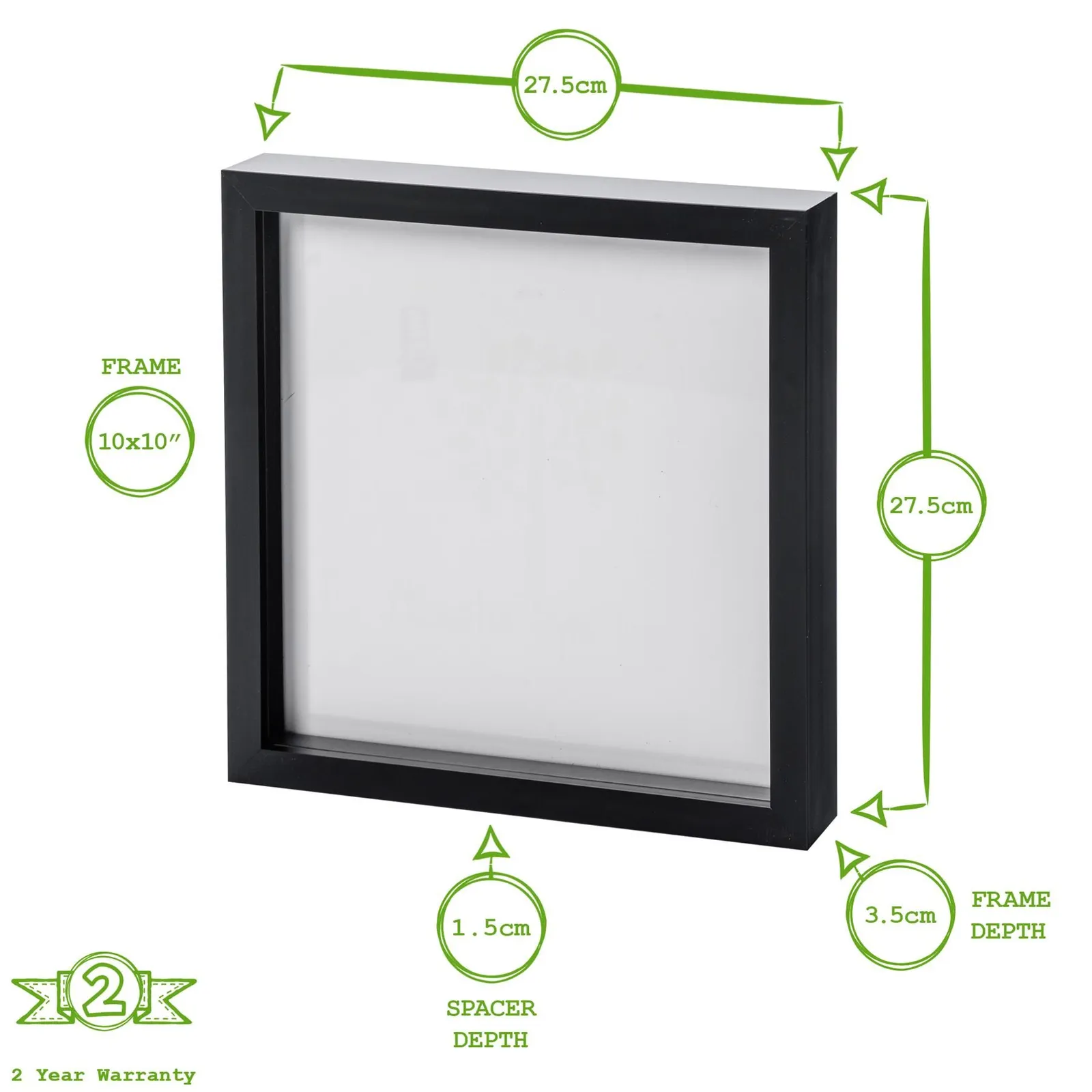 Nicola Spring 3D Box Photo Frames - 10" x 10" - White - Pack of 5 4