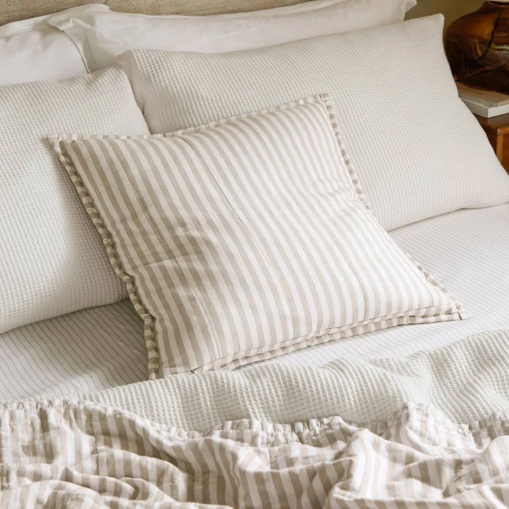 Yard Hebden Striped 100% Cotton Cushion in Natural 2