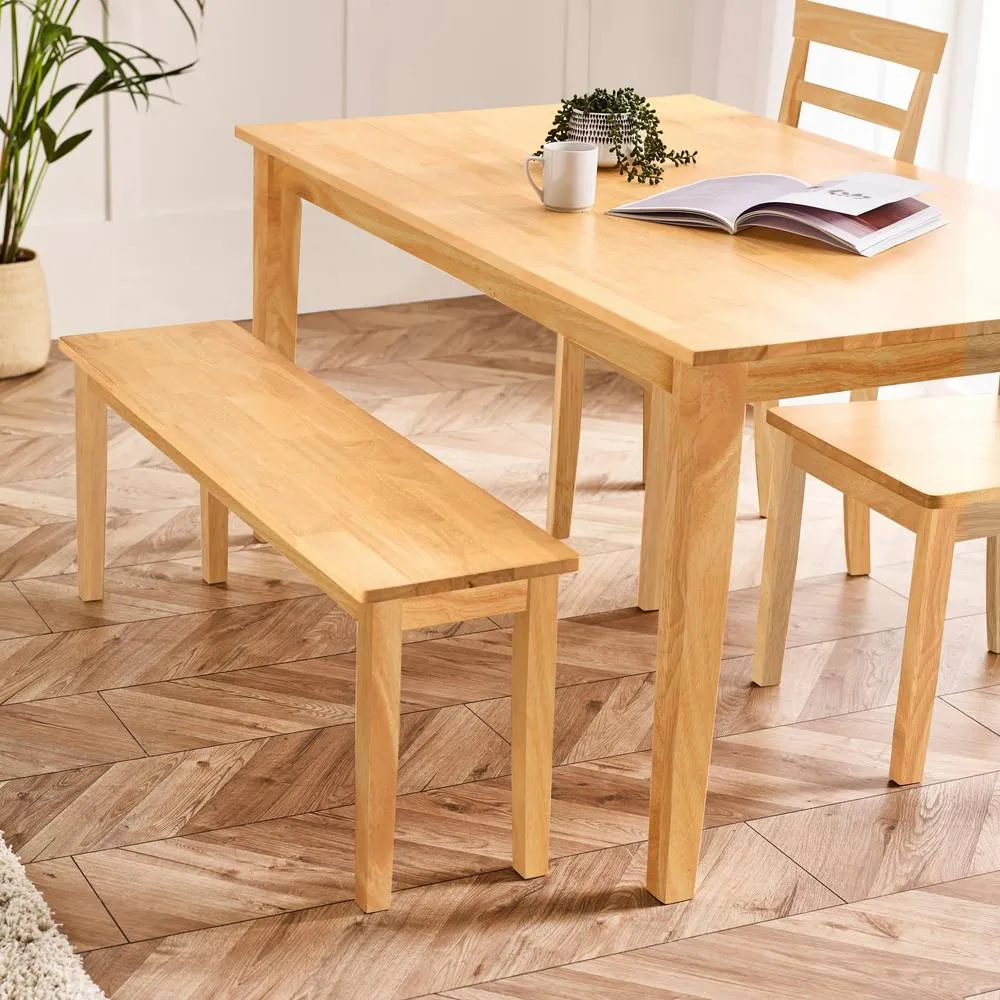 FurnitureboxUK Tenby Oak Effect Solid Wood Large Dining Bench in Light Brown 6