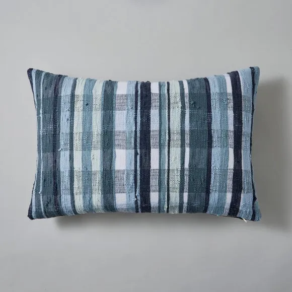 Woven Check Cushion Navy 3