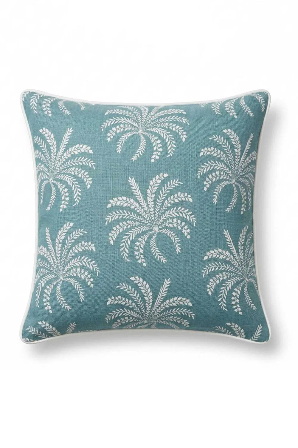 Homescapes Blue Palm Leaves Cushion, 45 x 45cm