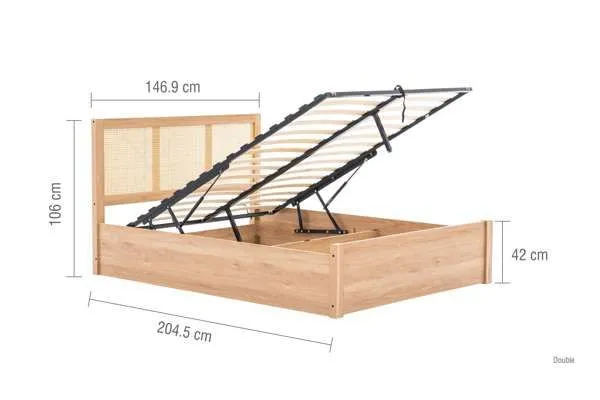 Birlea Rattan Ottoman Bed Frame Croxley Oak Storage in Natural 6