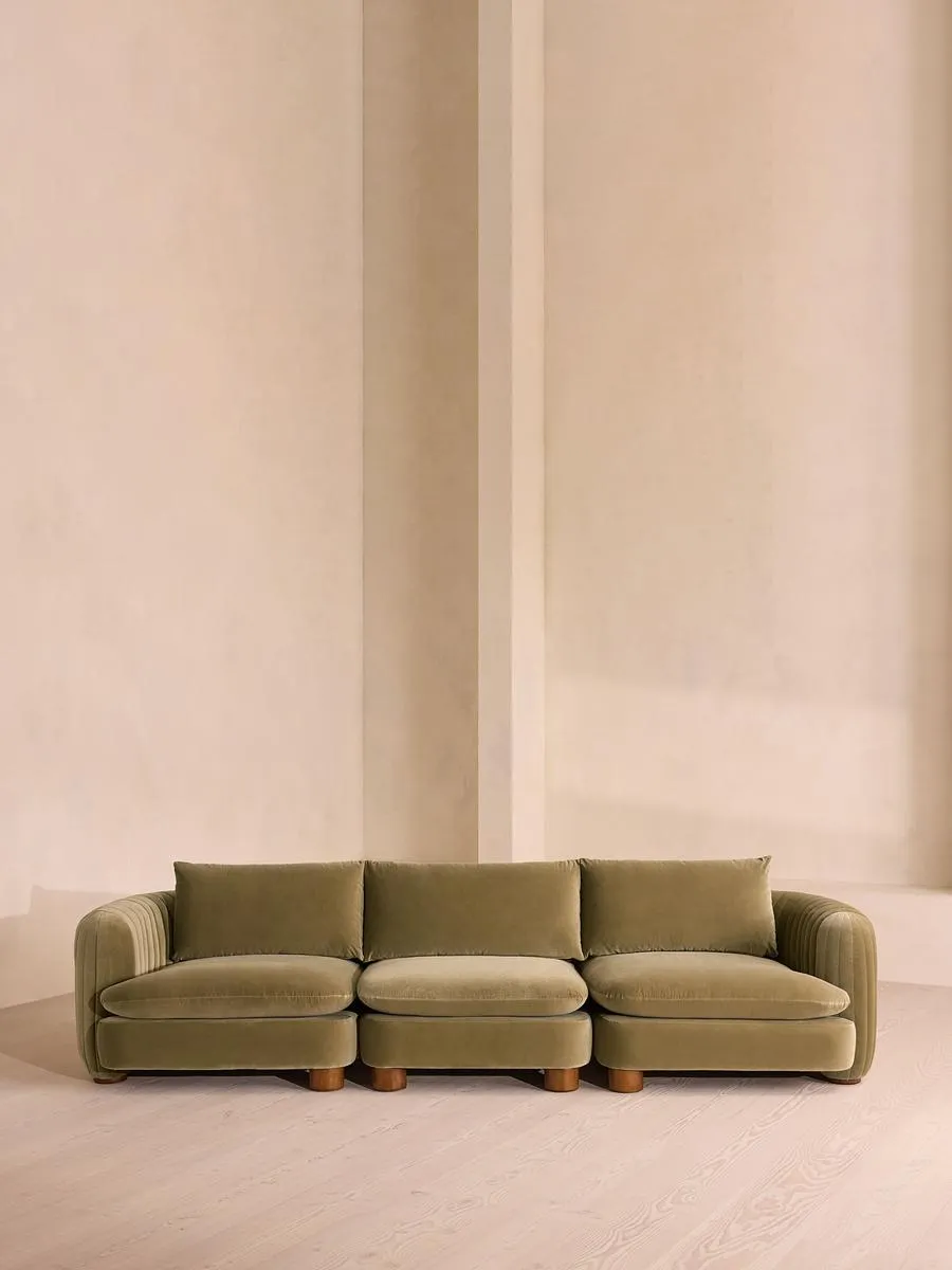 Vivienne Modular Sofa, Four Seater, Velvet Lichen