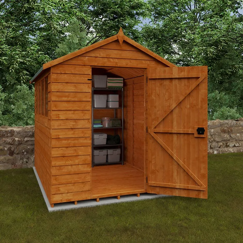 Buttercup Farm 8 x 6 Feet Budget Apex 9mm Shed - Solid Wood/Softwood/Pine in Burnt Orange 3