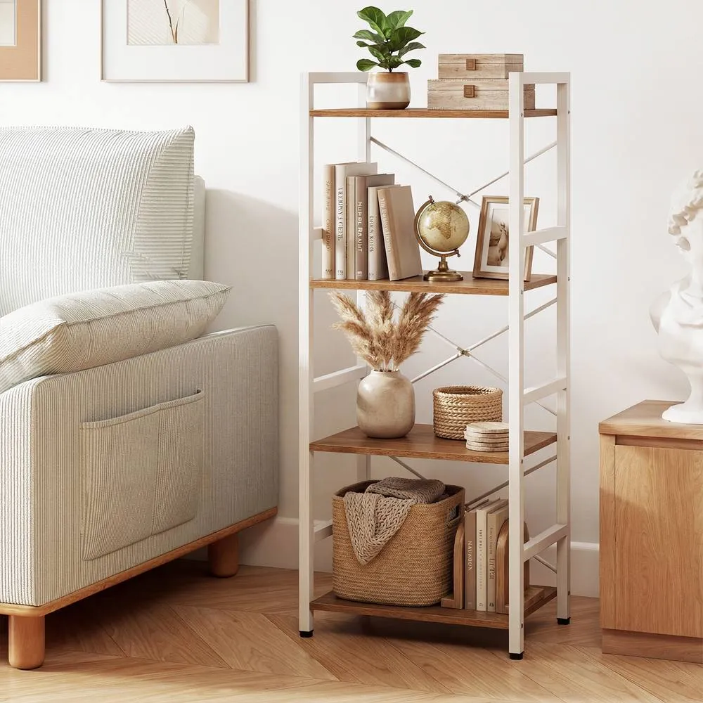 Costway Freestanding Bookshelf 4-Tier Bookcase Display Rack w/ Open Shelves in Natural 2