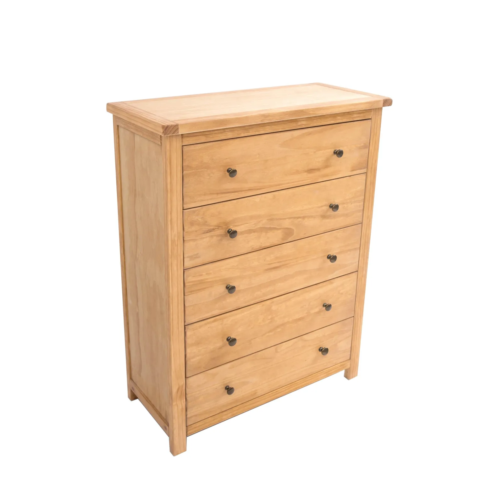 Cabinet Bits Lugo 5 Drawer Chest of Drawers Brass Knob in Light Brown 3