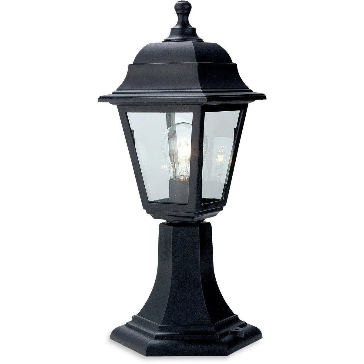 Netlighting Oslo 1 Light Pedstal Lantern Pillar Black Resin IP44 E27