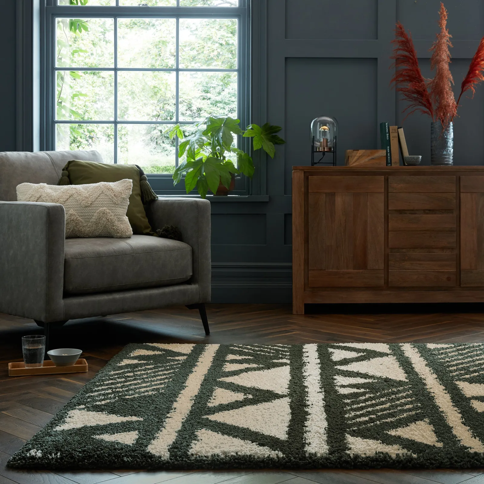 Matai Berber Rug Charcoal/White