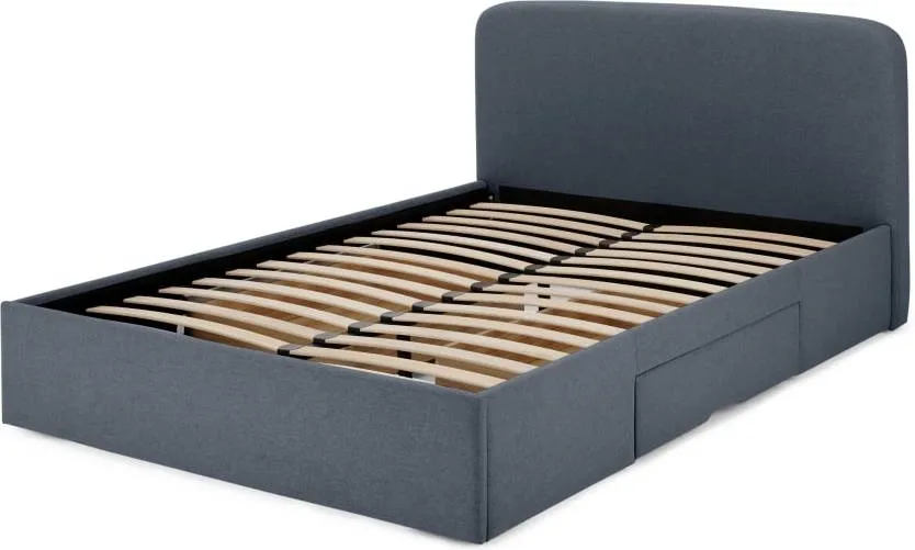 MADE Essentials Besley Double Bed with Storage Drawers, Aegean Blue