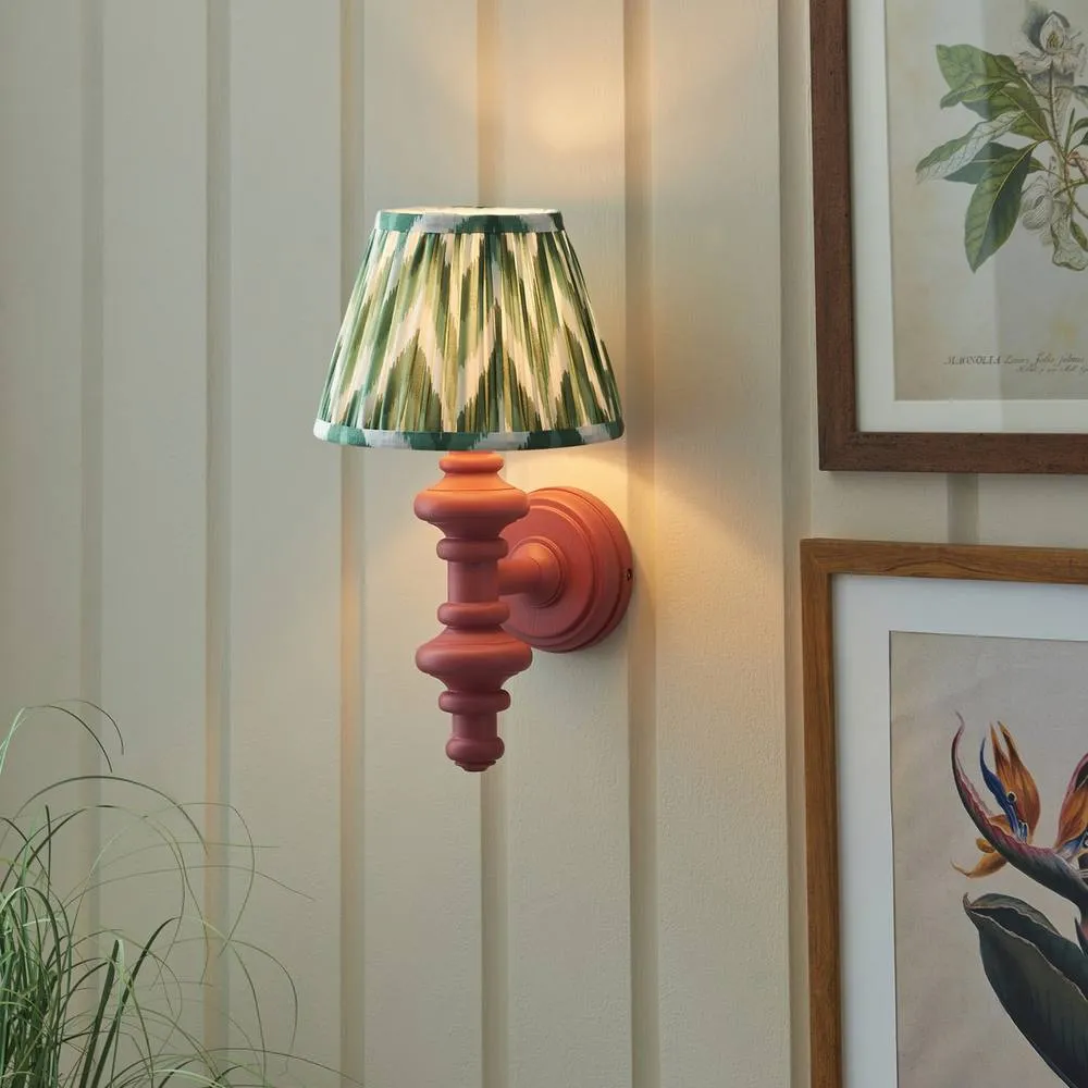 Netlighting Carnaby Pink Wall Light Green Fabric Zigzag Shade 20cm B22 2