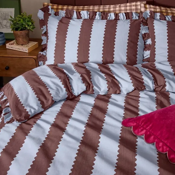Furn. Birdie Stripe Polycotton Duvet Cover & Pillowcase Set 2