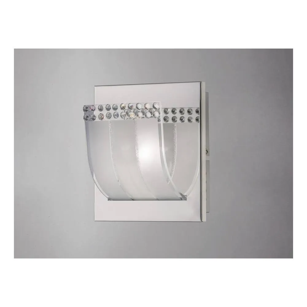 Netlighting Charis Flush Wall Lamp Switched 1 Light Polished Chrome Glass Crystal in Grey 2