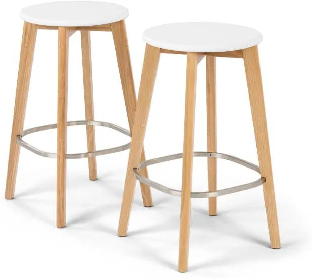 Set of 2 Fjord Bar Stool, Oak and White