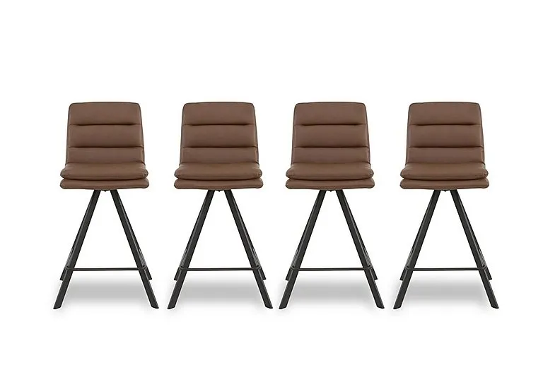 Njord Set of 4 Faux Leather Swivel Bar Stools