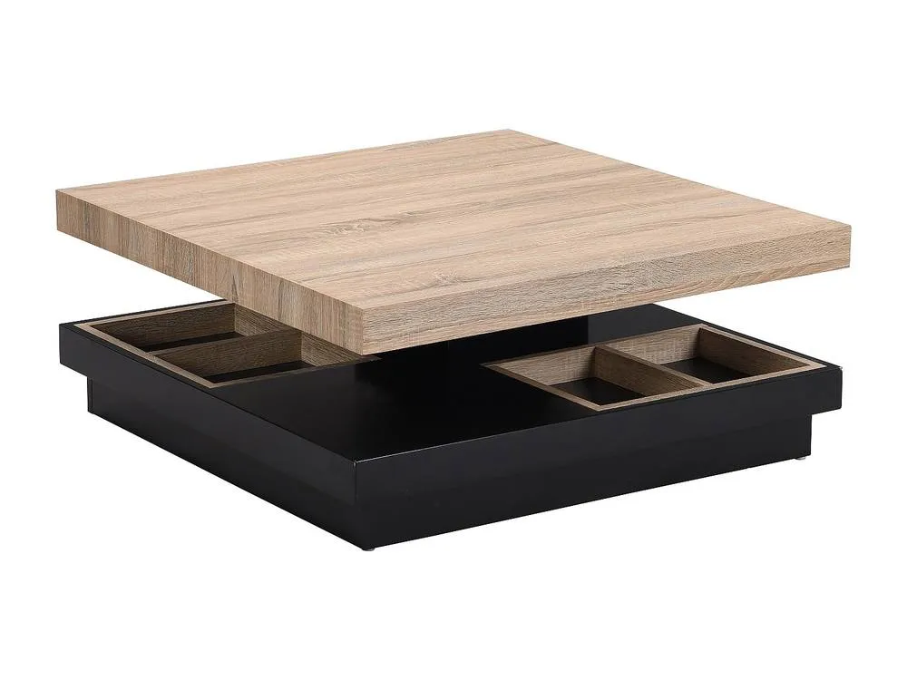 Vente-unique Swiveling Tabletop Coffee Table - Black Lacquered & Natural MDF 6