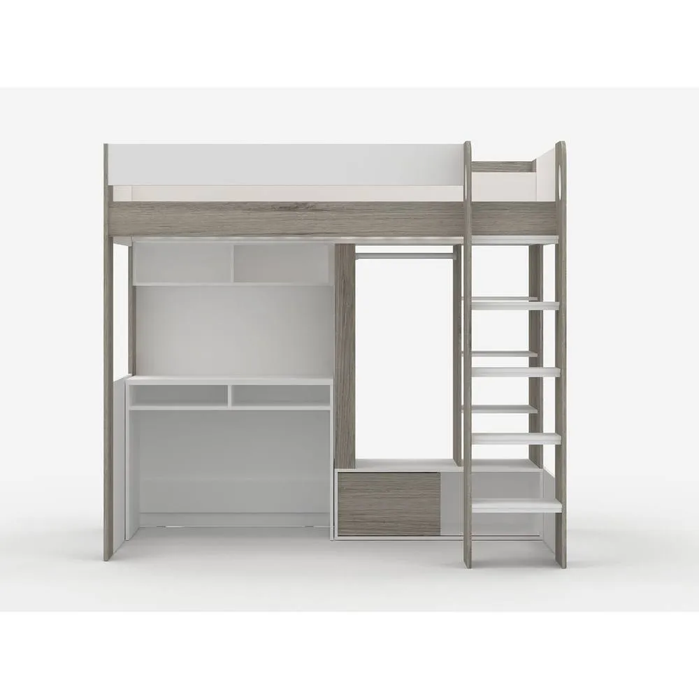 Flair Hampton Single High Sleeper Bed with Desk & Wardrobe in Grey 4