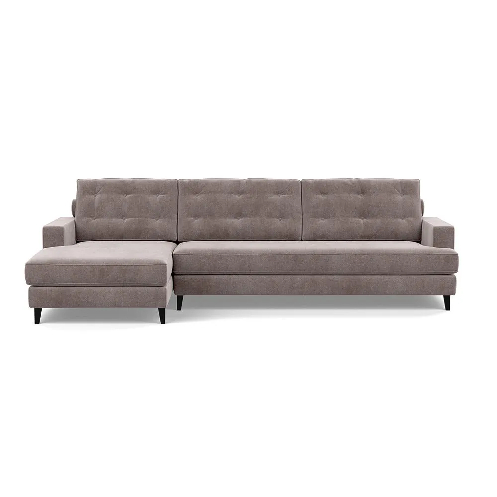 Heal's Mistral Left Hand Facing Corner Sofa Smart Luxe Velvet Mushroom Black Feet 1