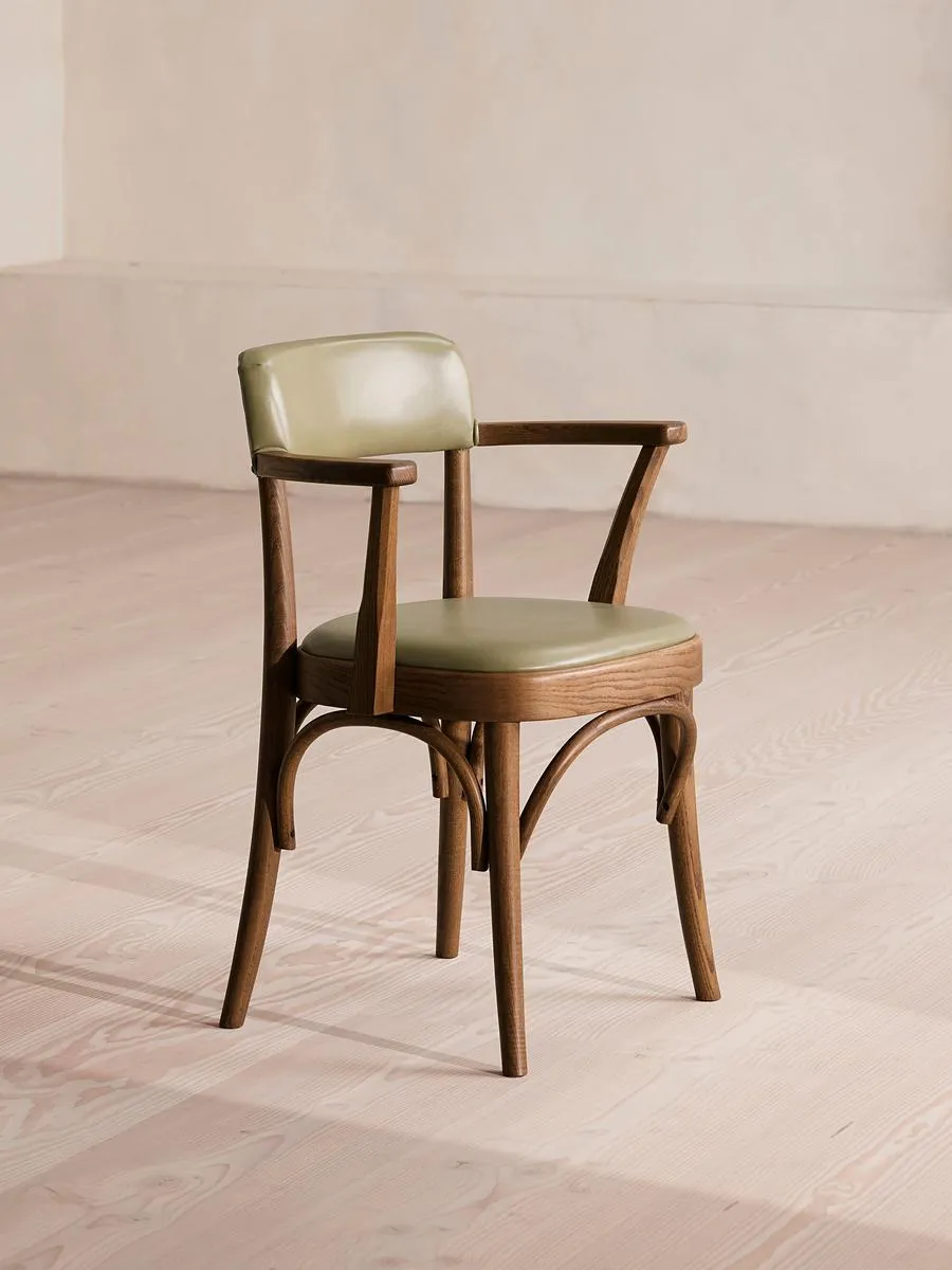 Hamilton Dining Chair, Ash & Leather, Green