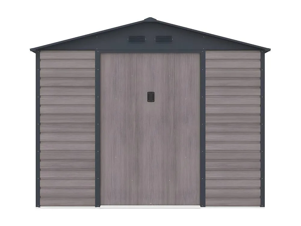 Vente-unique Galvanised Steel Garden Shed - Grey Wood Effect - 5.40 M² - ADELMO 2