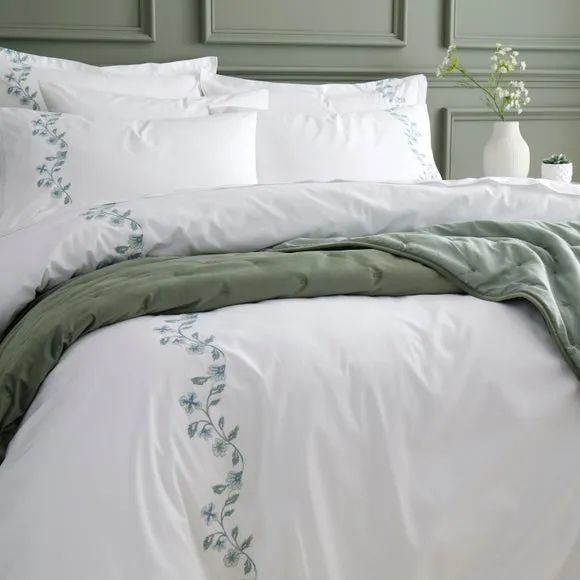 Birtley Embroidered 100% Cotton Duvet Cover & Pillowcase Set 4