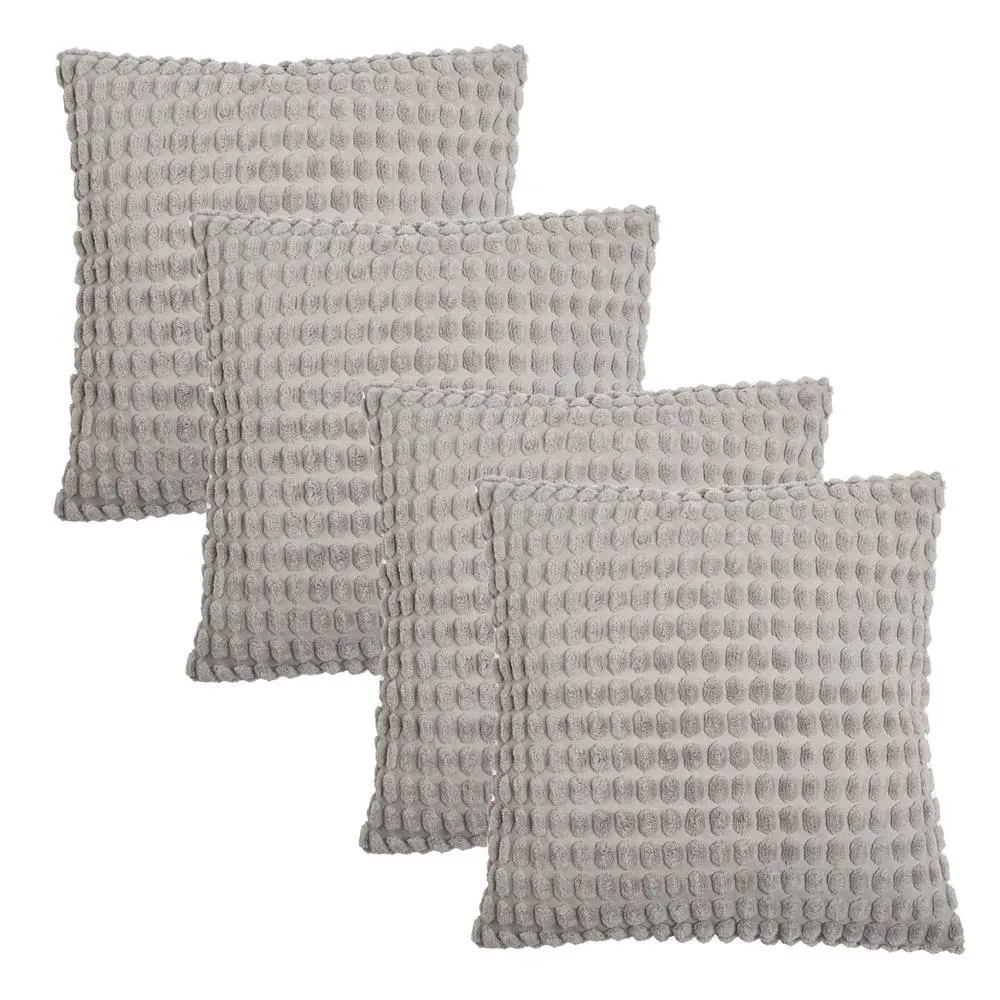 OHS 4 Pack Bobble Cushion Covers Home Decor Set in Light Grey