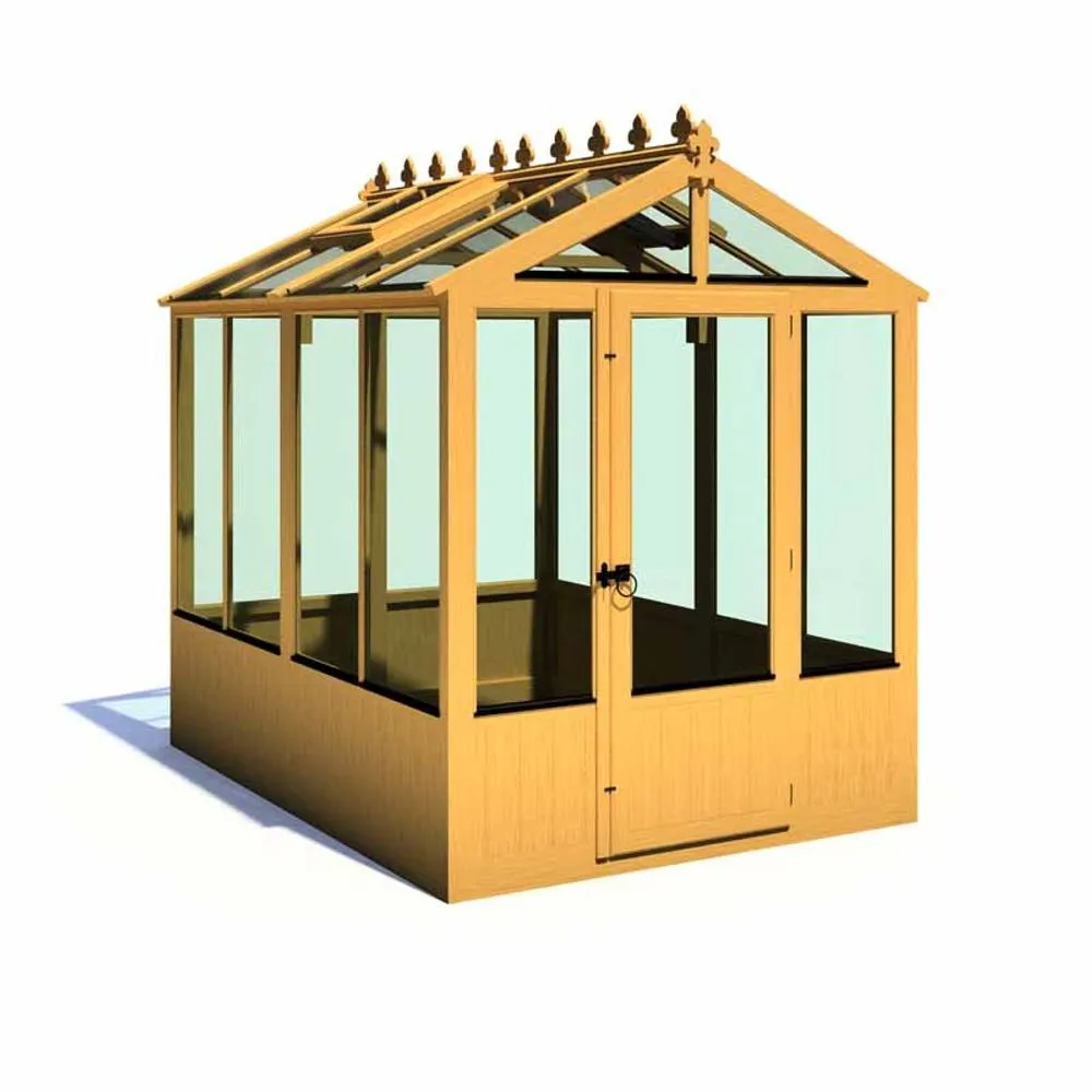 Shires Holkham 6 x 8 Greenhouse - Timber - L238 x W179 x H237.3 cm in Light Brown
