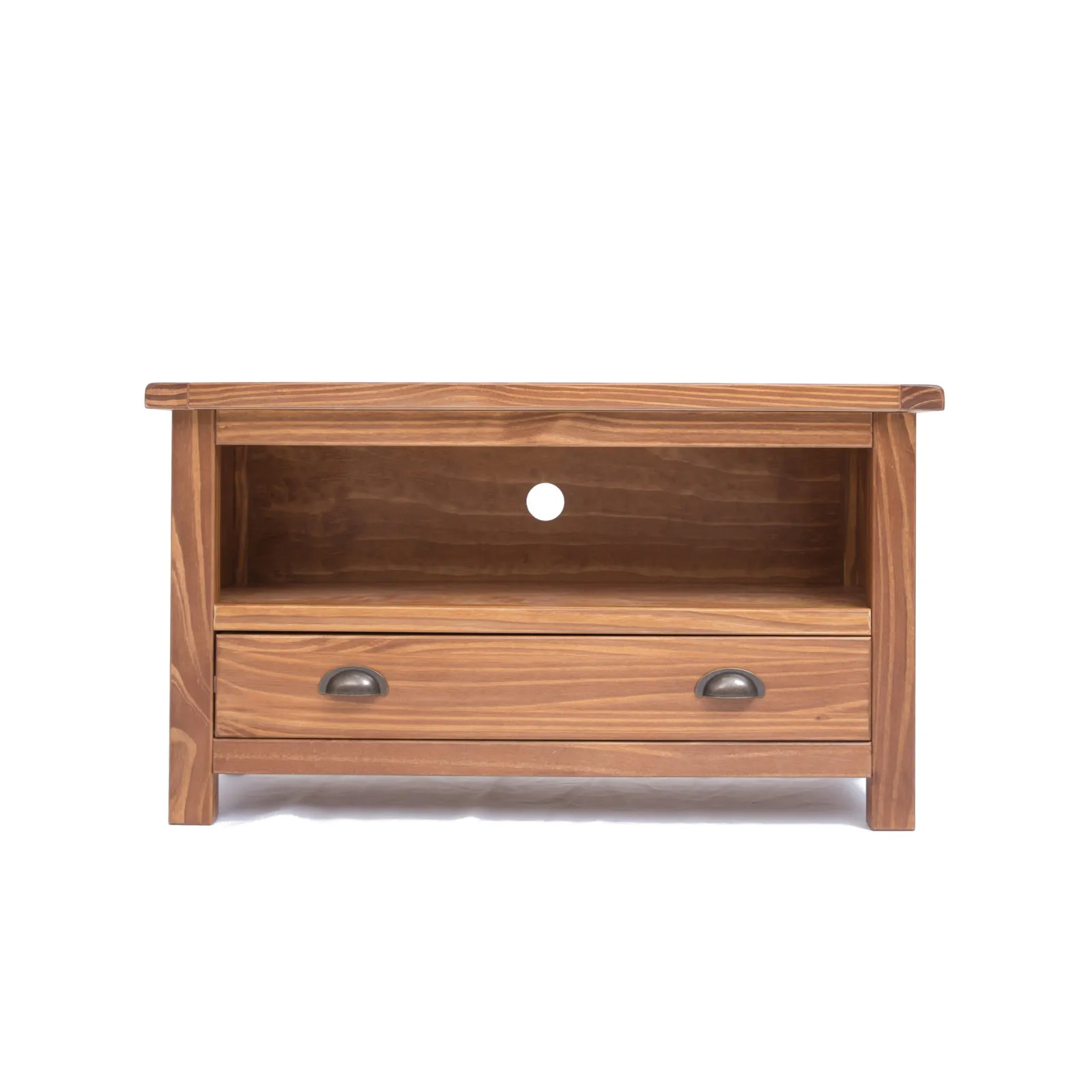 Cabinet Bits Padua Lacquered 1 Drawer TV Cabinet Brass Cup Handle in Brown