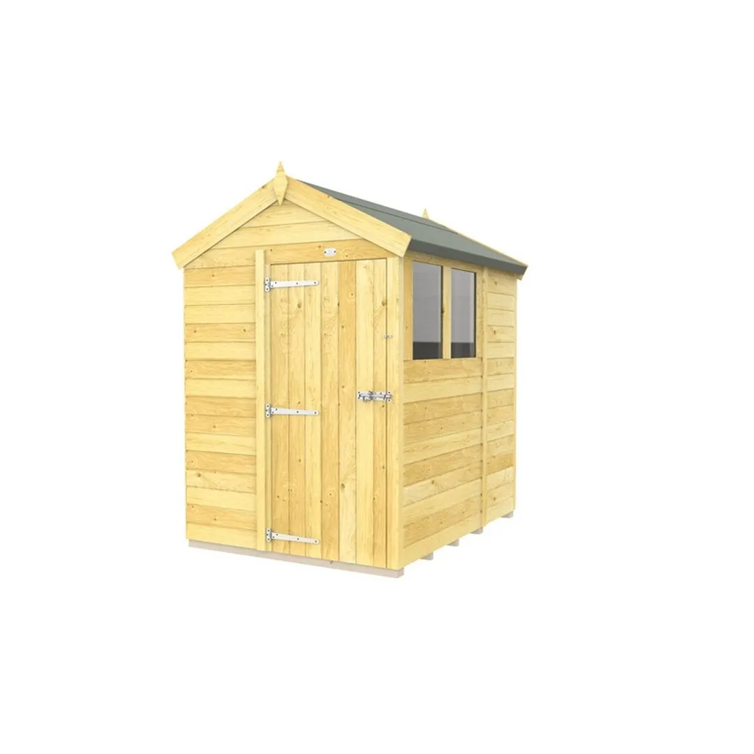 Buttercup Farm 5 x 6 Feet Apex Shed - Single Door W/ Windows - L187 x W147 x H217 cm in Brown