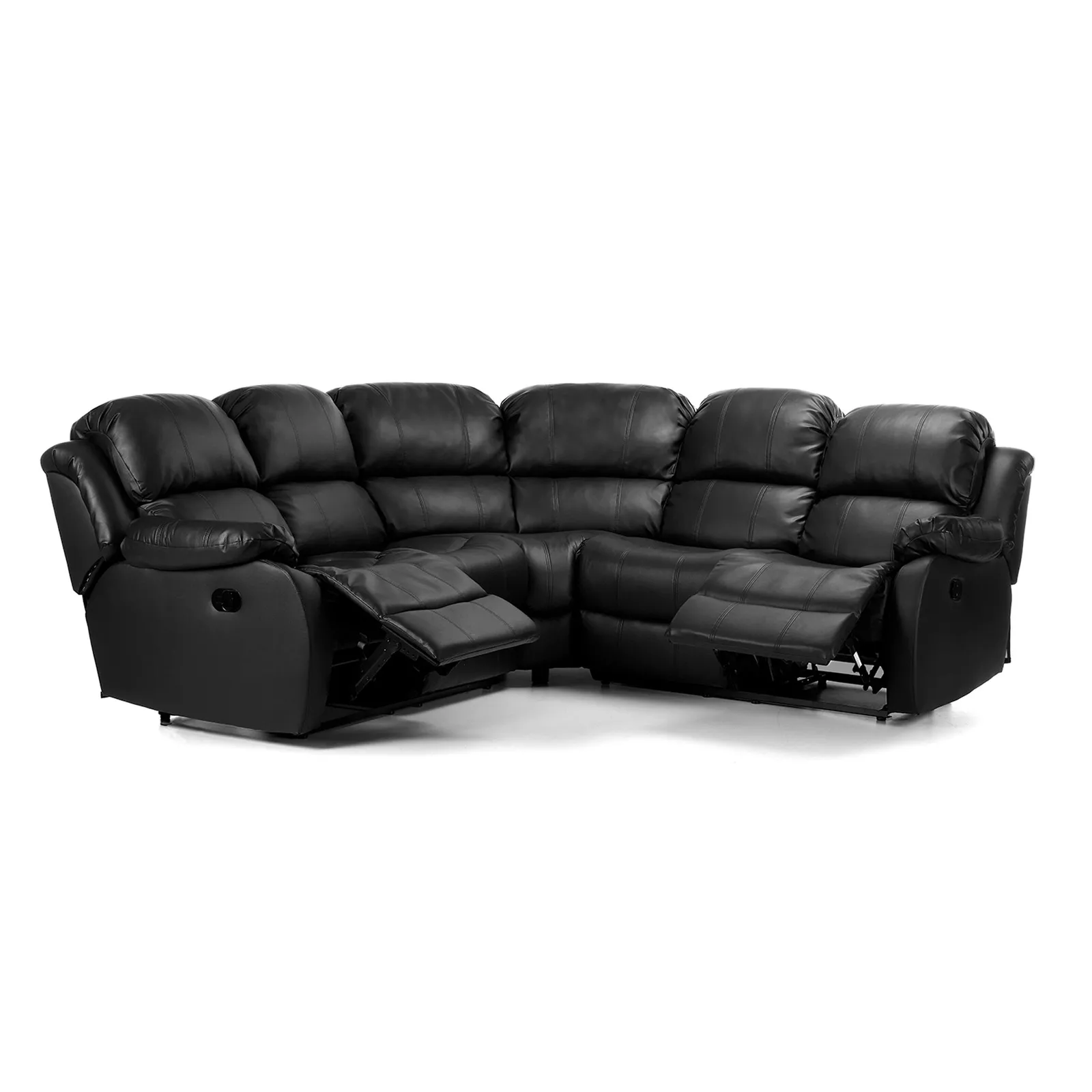 Anton Bonded Leather Reclining Corner Sofa Black