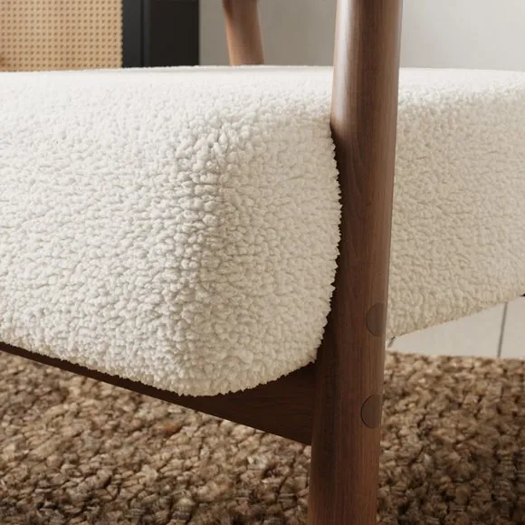 Cleo Curved Ivory Sherpa Accent Chair 4