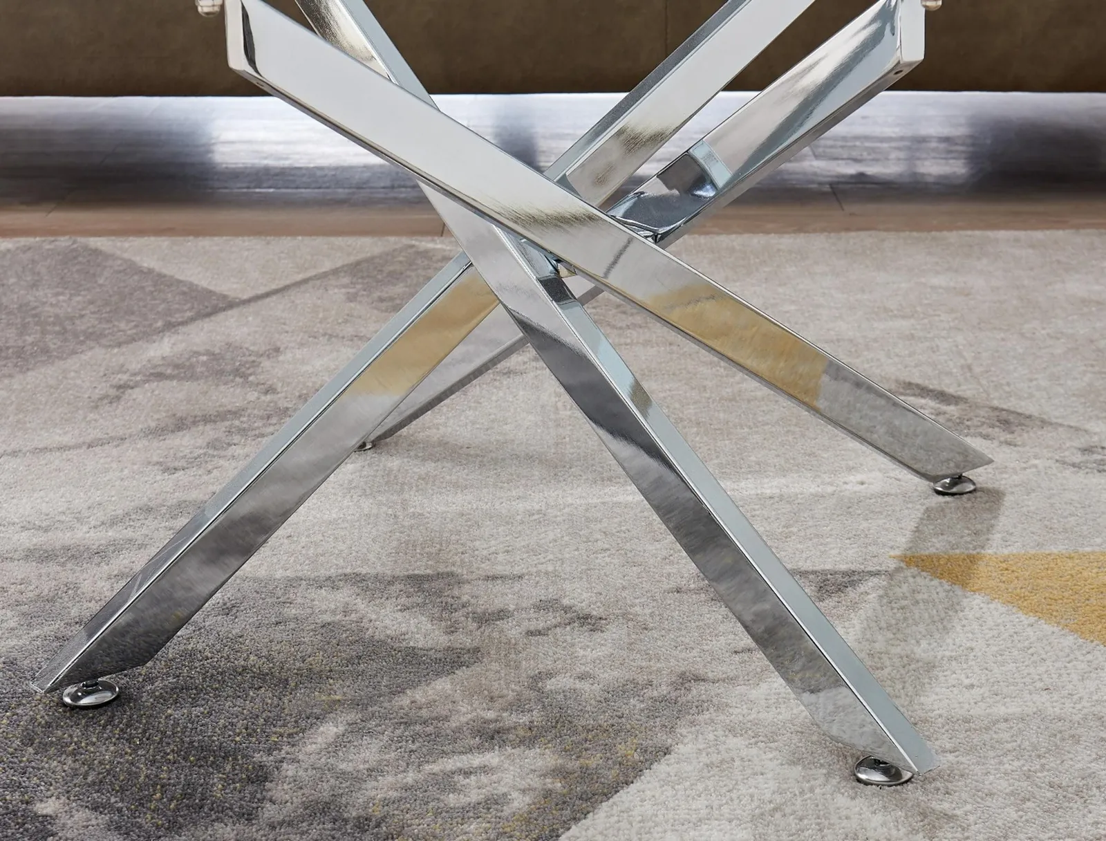 FurnitureboxUK Leonardo Rectangular Glass Coffee Table with Metal Angled Starburst Legs for Modern Living Rooms in Silver 3