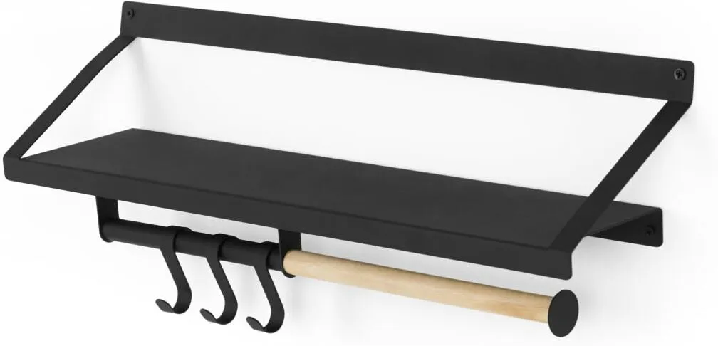 Tomas Wall Mounted Metal Kitchen Storage Shelf, Black