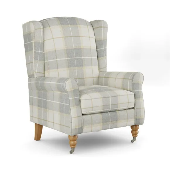 Oswald Grande Check Wingback Armchair 6