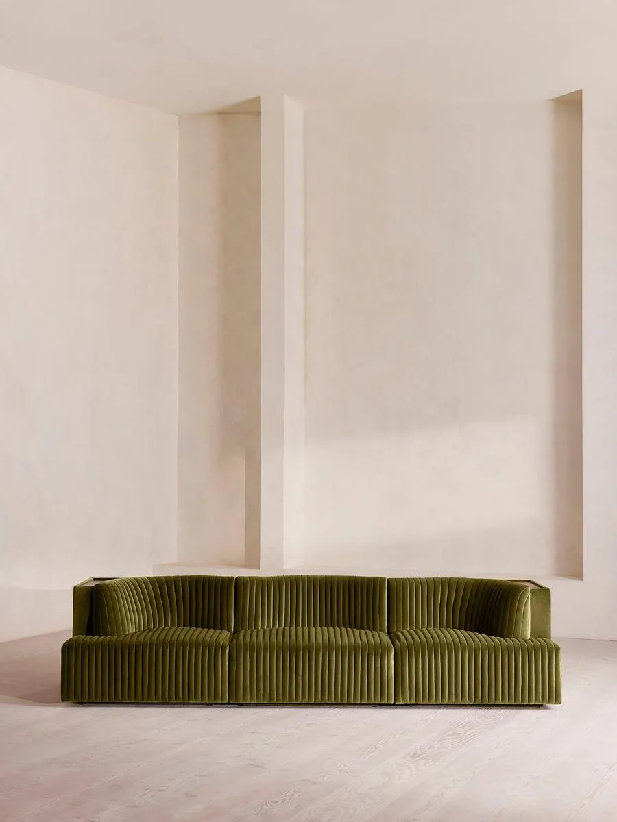 Hamish Modular Sofa, Four Seater, Velvet, Olive