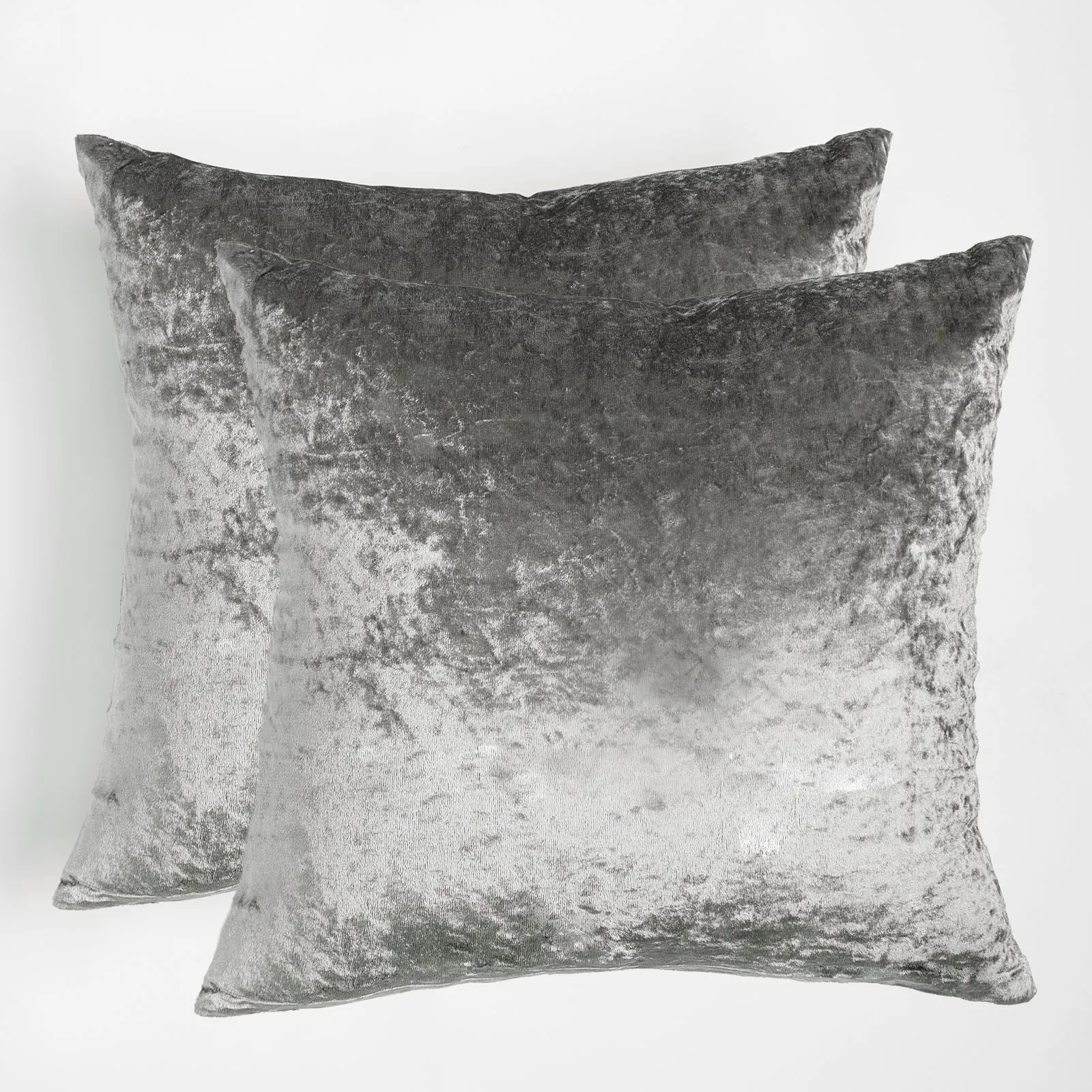 OHS Luxury Crushed Velvet Set of 2 Cushion Covers Plain in Silver