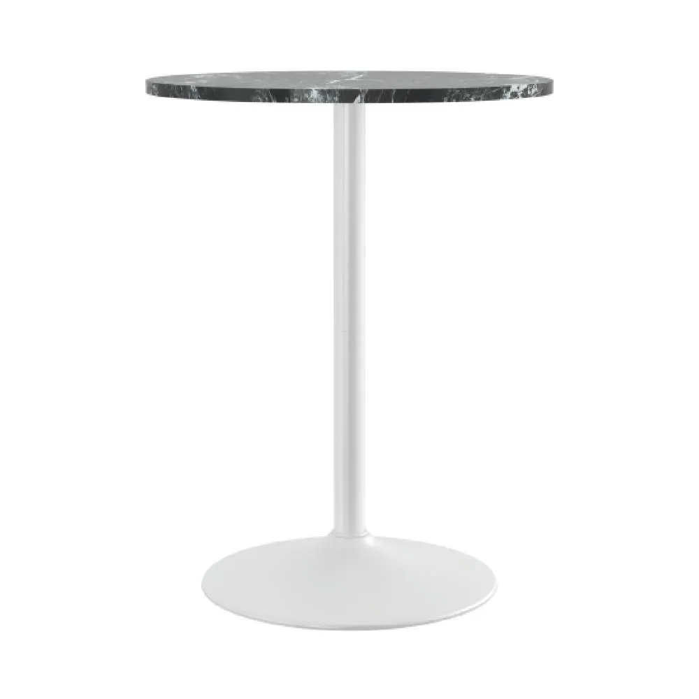 netfurniture Richmond White Bar Table 96cm Black Marble 2