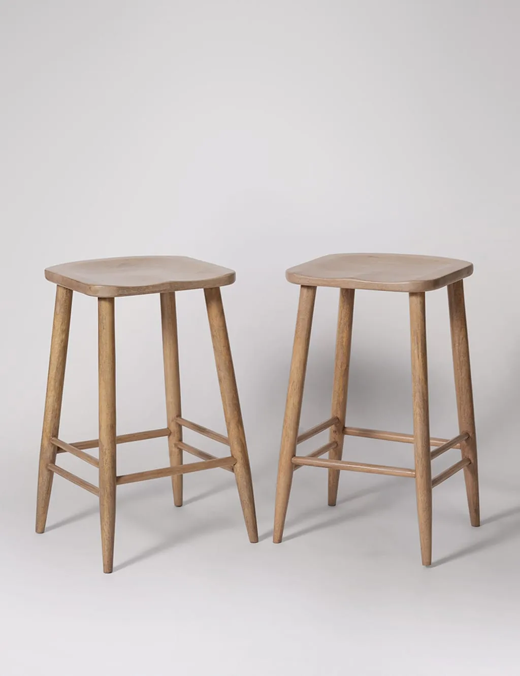 Swoon Set of 2 Southwark Mango Wood Barstools Light Brown