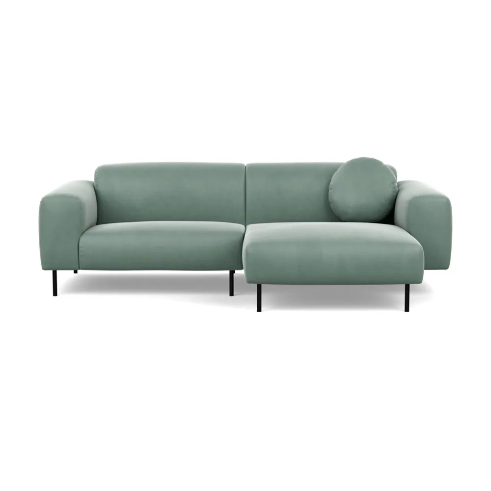 Heal's Luna Right Hand Facing Corner Chaise Sofa Marylebone Velvet Mint Black