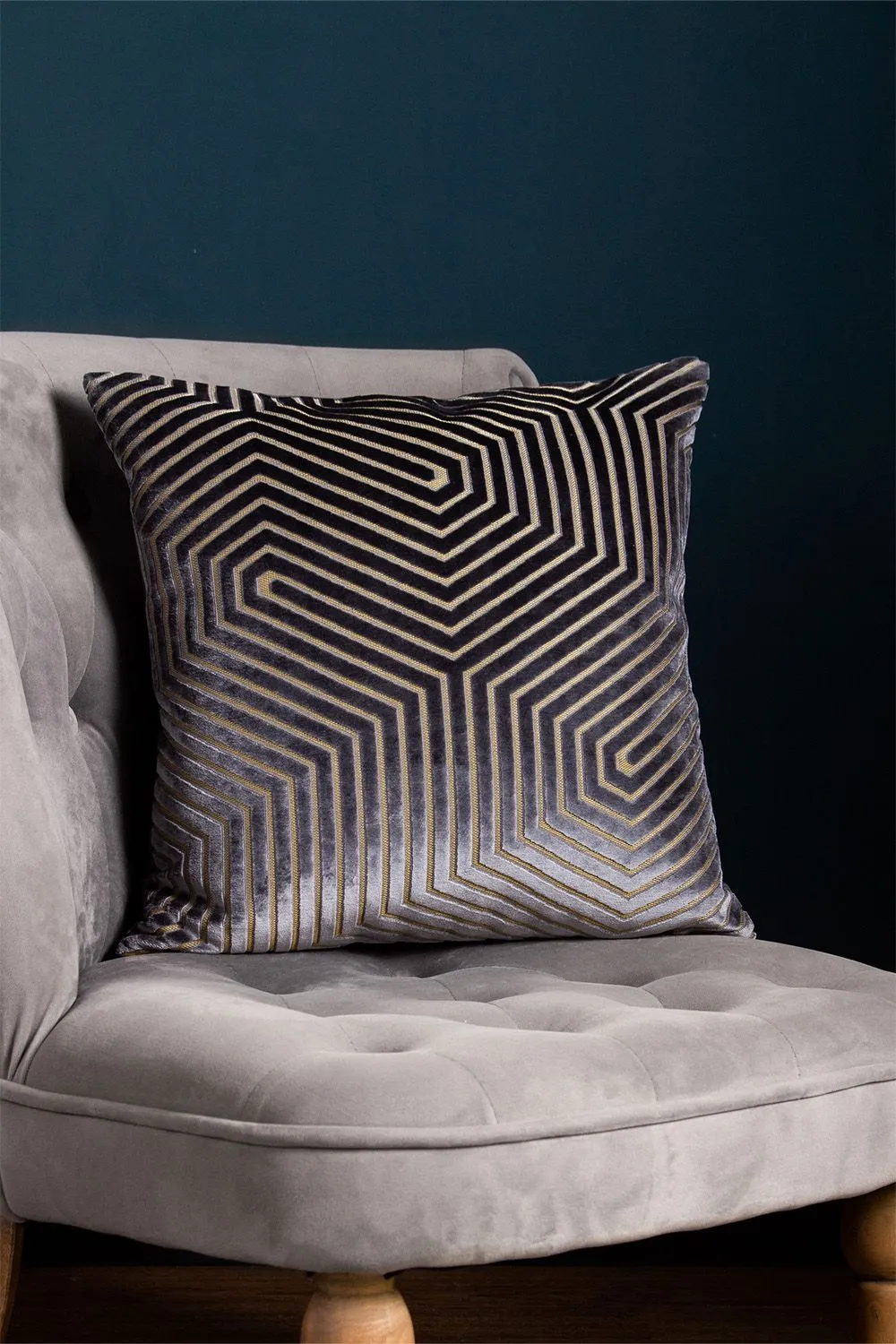 Paoletti Evoke Cut Velvet Cushion in Charcoal 1