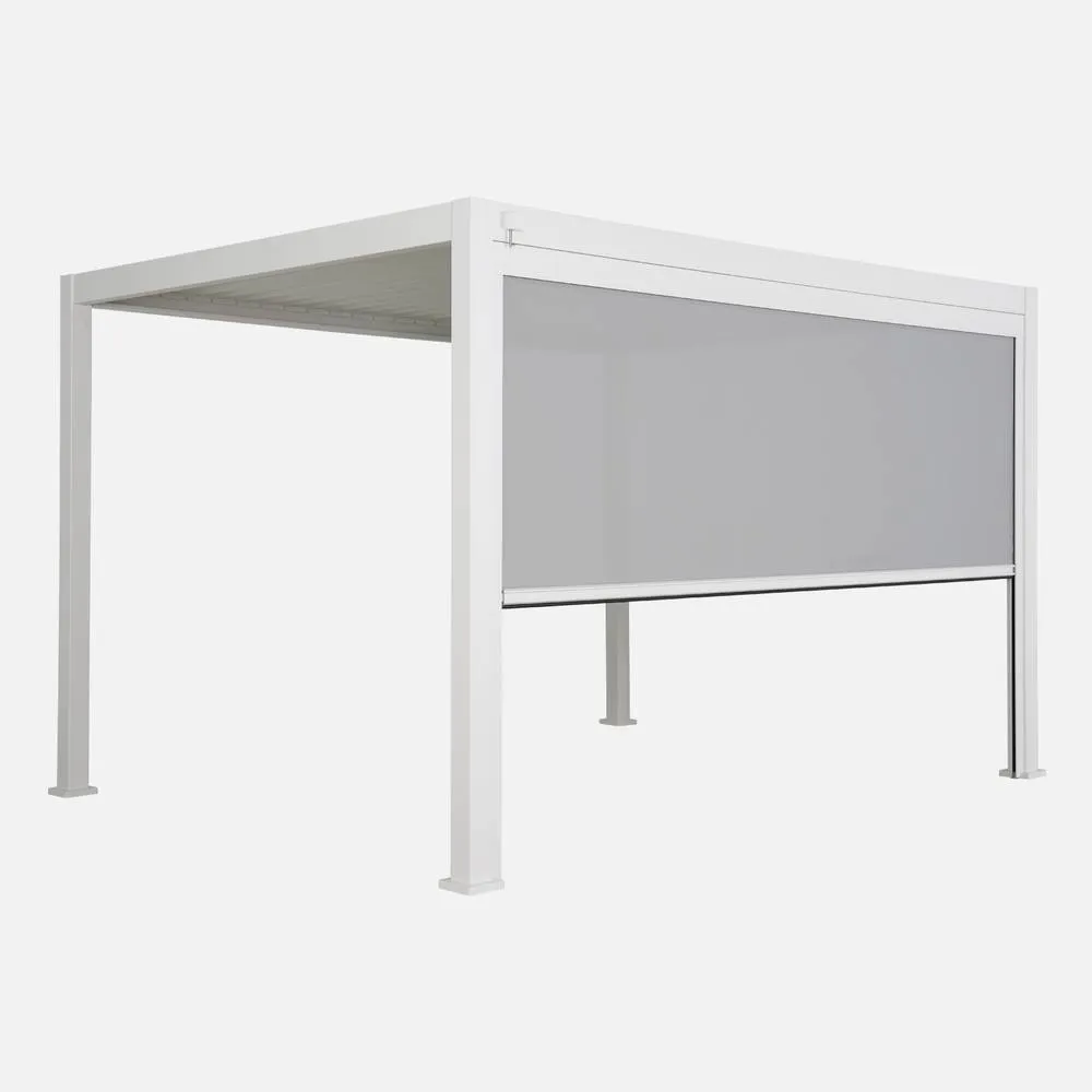 sweeek Louvered Pergola Aluminium 4 X 3m & A 4m Blind in White 4