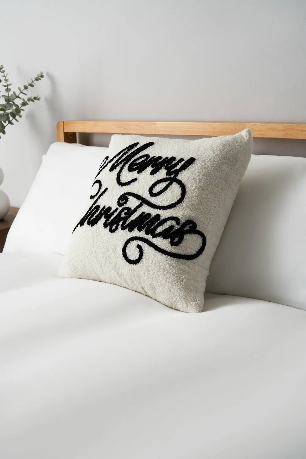 BHS Merry Christmas Tufted Cushion in Black