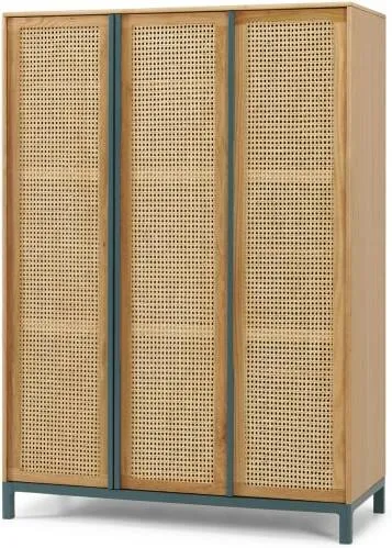 Reema Triple Wardrobe, Natural Oak & Cane