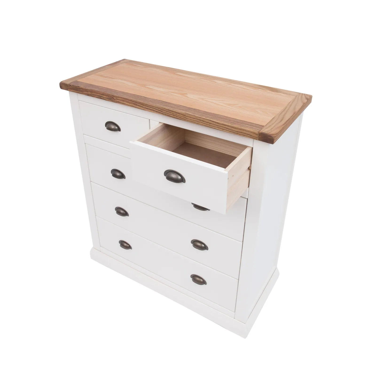 Cabinet Bits Cosenza 5 Drawer Chest of Drawers Brass Cup Handle in Off-White 4