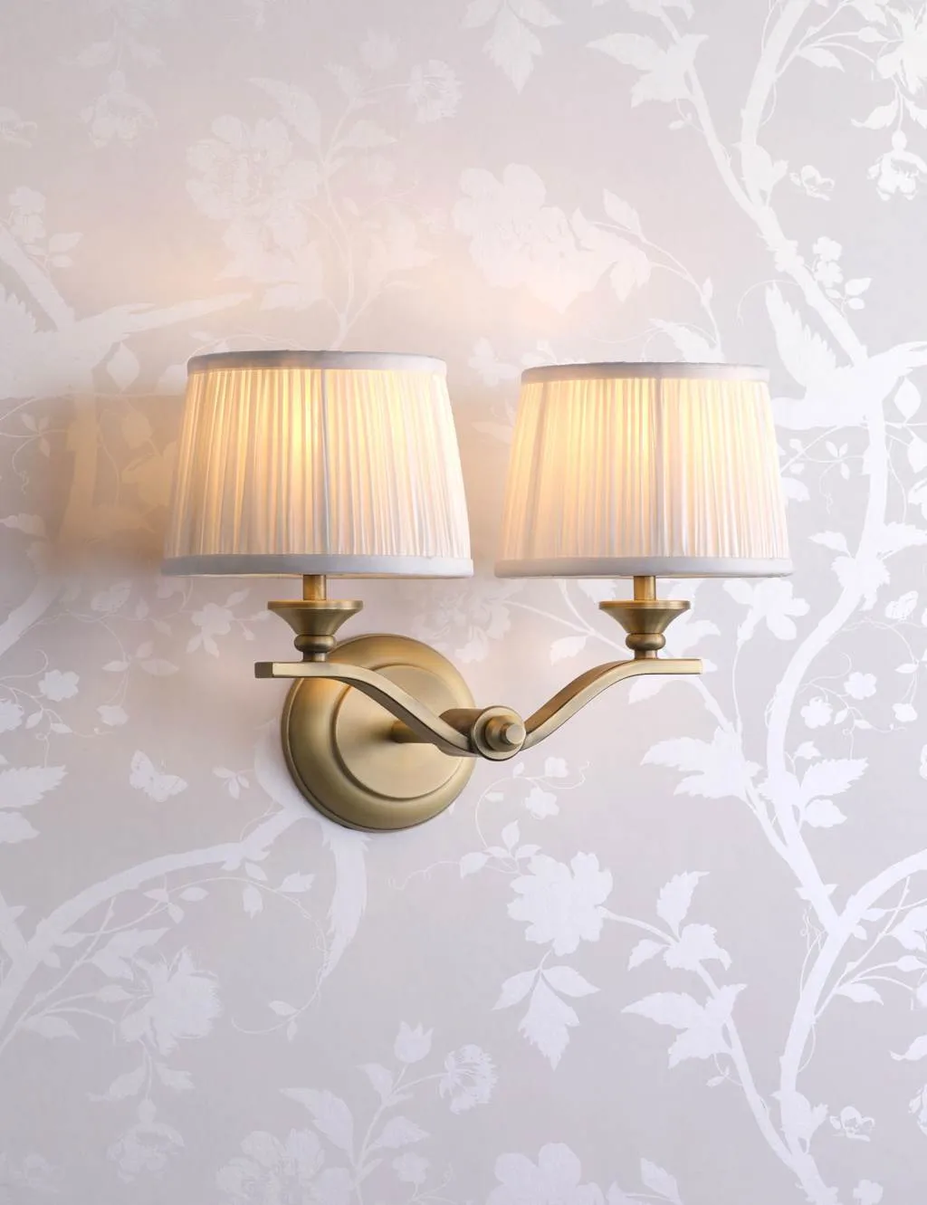 Laura Ashley Hemsley Metal 2 Light Wall Light Antique Brass