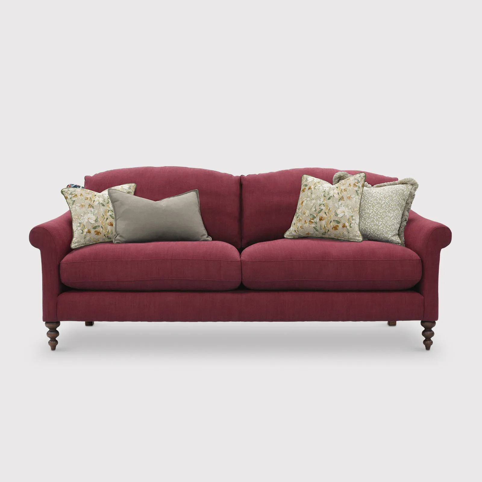 English Heritage Clover 26 Large Sofa With Pre Set Scatters, Red | Barker & Stonehouse 1