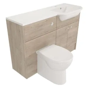 Deccado Benham Pale Oak Fitted Vanity & Toilet Pan Unit Combination with RH Basin - 1200mm 2