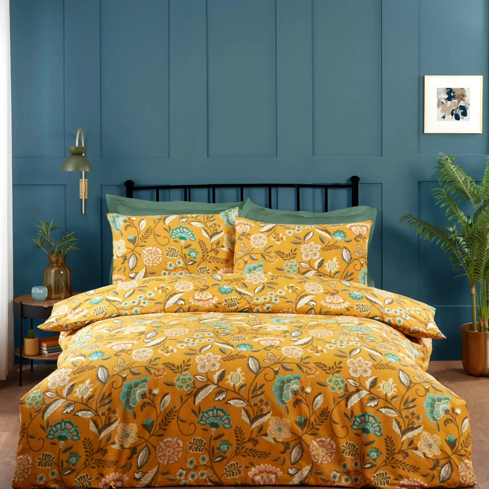 Portfolio Home Marla Floral Bedding Duvet Cover Quilt Set with Pillowcase in Yellow